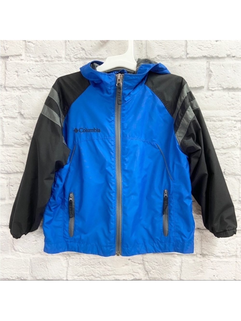 Columbia Boys Jacket Size 4/5 Lightweight Mesh-Lined Hooded Zip-Pockets Blue